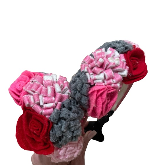 Girls oversized hair bow big flower sequin puff headbands fascinator set of 2 - Picture 3 of 7